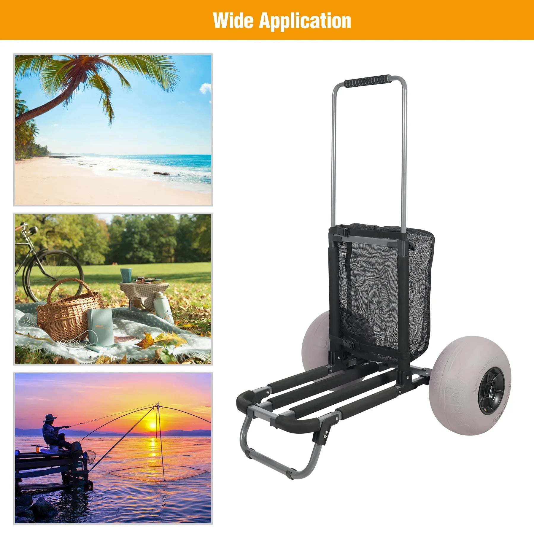Balloon Wheel Beach Cart for Sand - Redcamp
