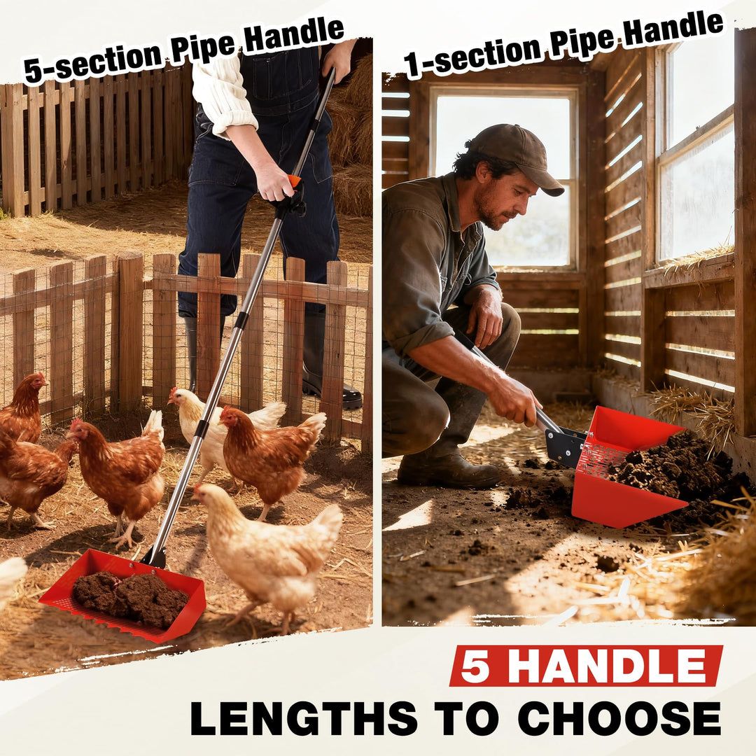 2-in-1 Adjustable Chicken Poop Scooper and Rake