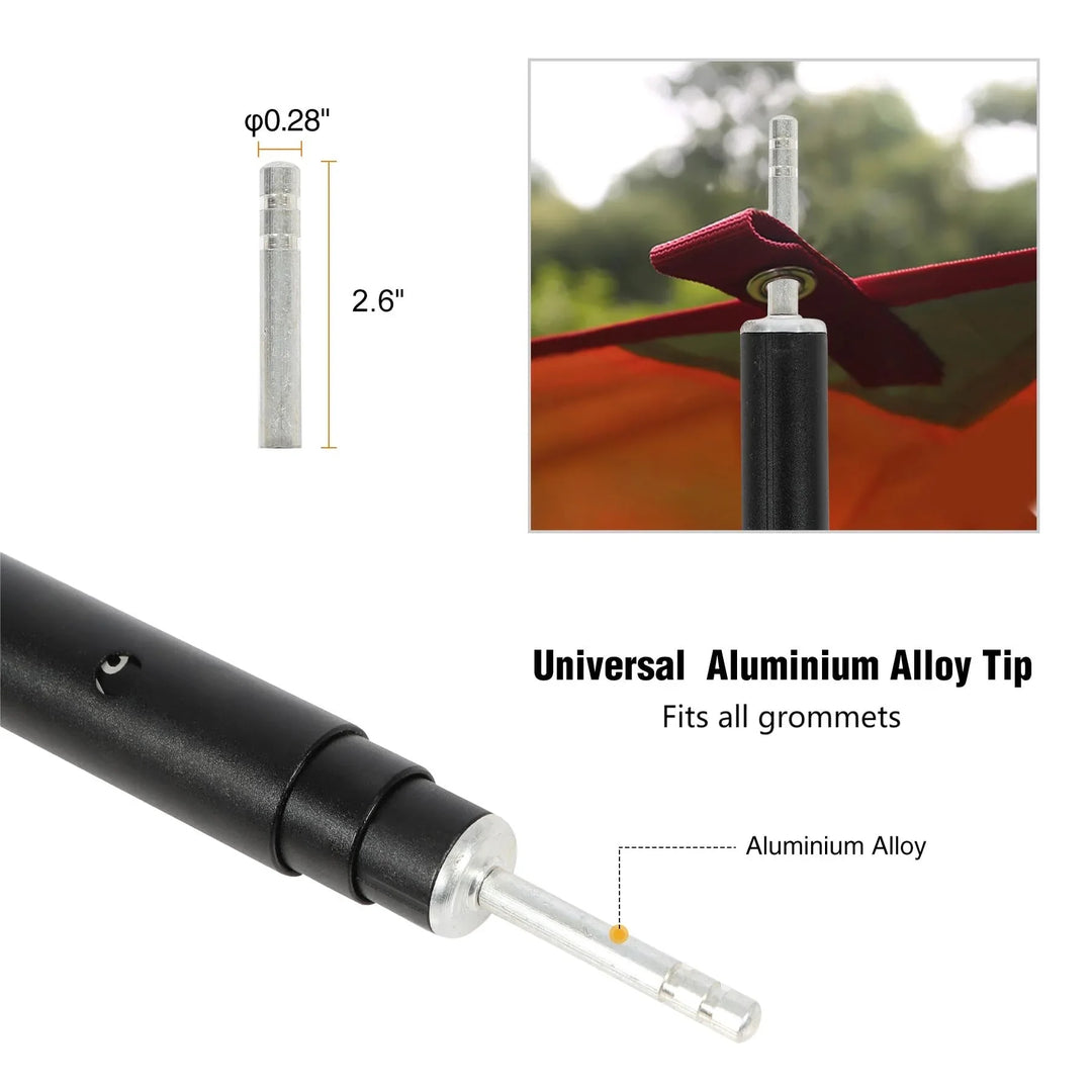 Aluminum Adjustable Heavy Duty Camping Tarp Poles, 36in to 95in Telescoping Aluminum Portable Awning Poles for Camping, Backpacking, Hiking (Black, Set of 2)