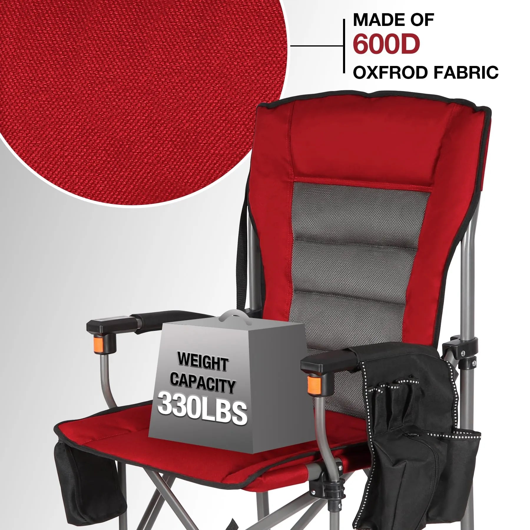 Chaise pliante extra haute, chaises de réalisateur pliables à hauteur de bar pour adultes avec dossier haut et accoudoirs rigides, supportant 330 lb