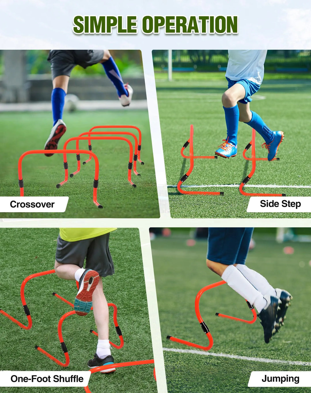 Adjustable Agility Hurdles,4 Height Speed Training Hurdles, Portable Speed Training Equipment with Carry Bag for for Athletes,Kids,Soccer,Basketball