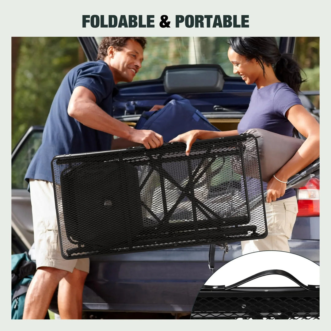 Table de cuisine de camping portable avec organiseur de rangement pour l'extérieur