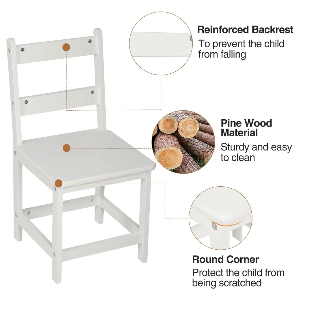 Kids Study Desk and Chair Set with Hutch, Wooden Writing Table, Ergonomic Homework Station with Storage Cabinet & Bulletin Board for Bedroom, School, White