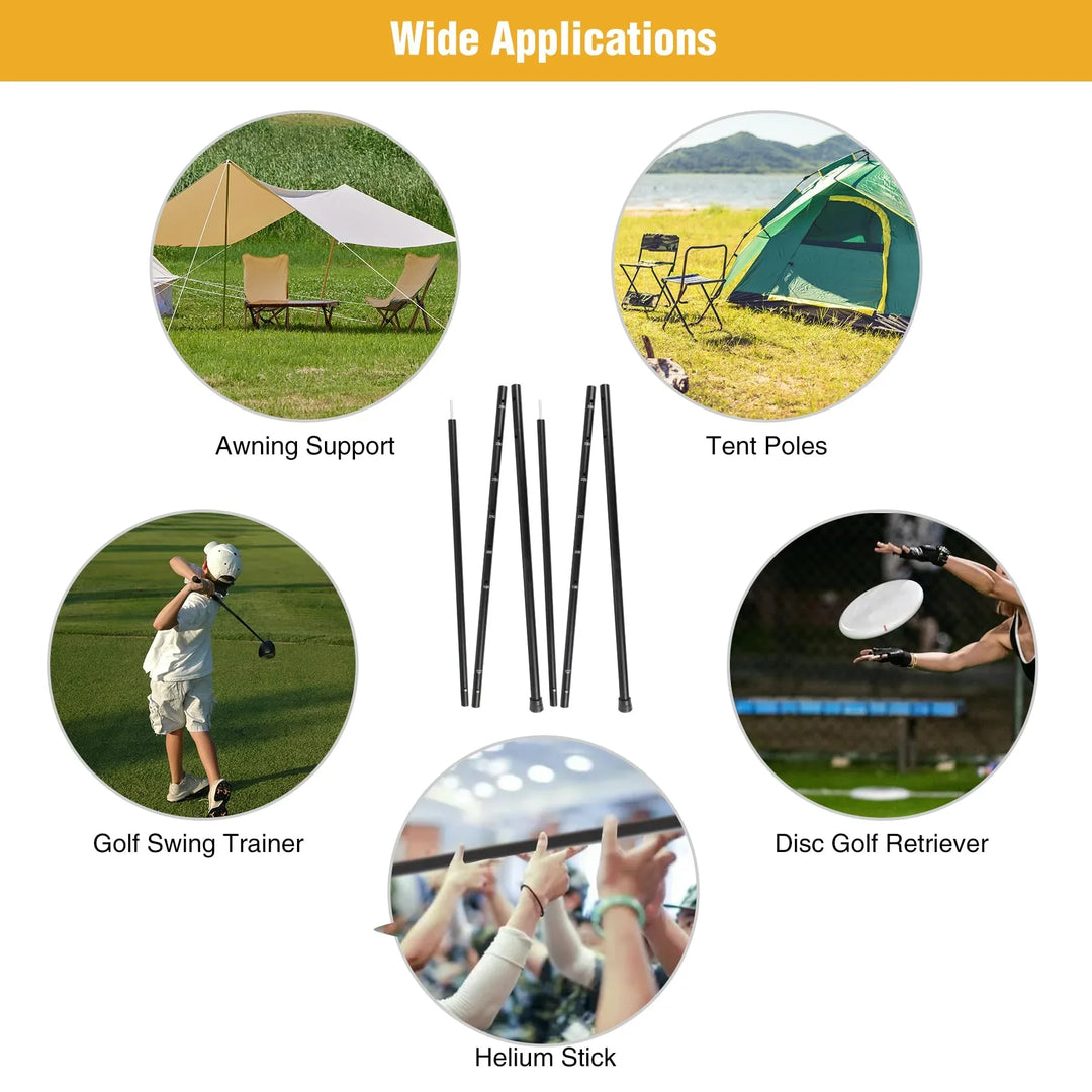 Aluminum Adjustable Heavy Duty Camping Tarp Poles, 36in to 95in Telescoping Aluminum Portable Awning Poles for Camping, Backpacking, Hiking (Black, Set of 2)