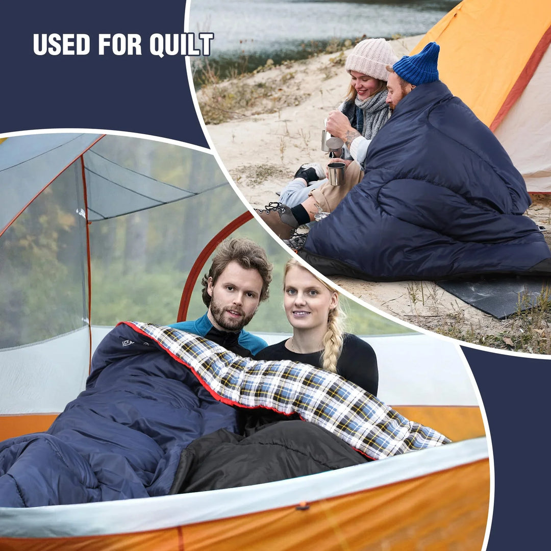 Extra-Wide Cotton Flannel Sleeping Bag for Adult Camping