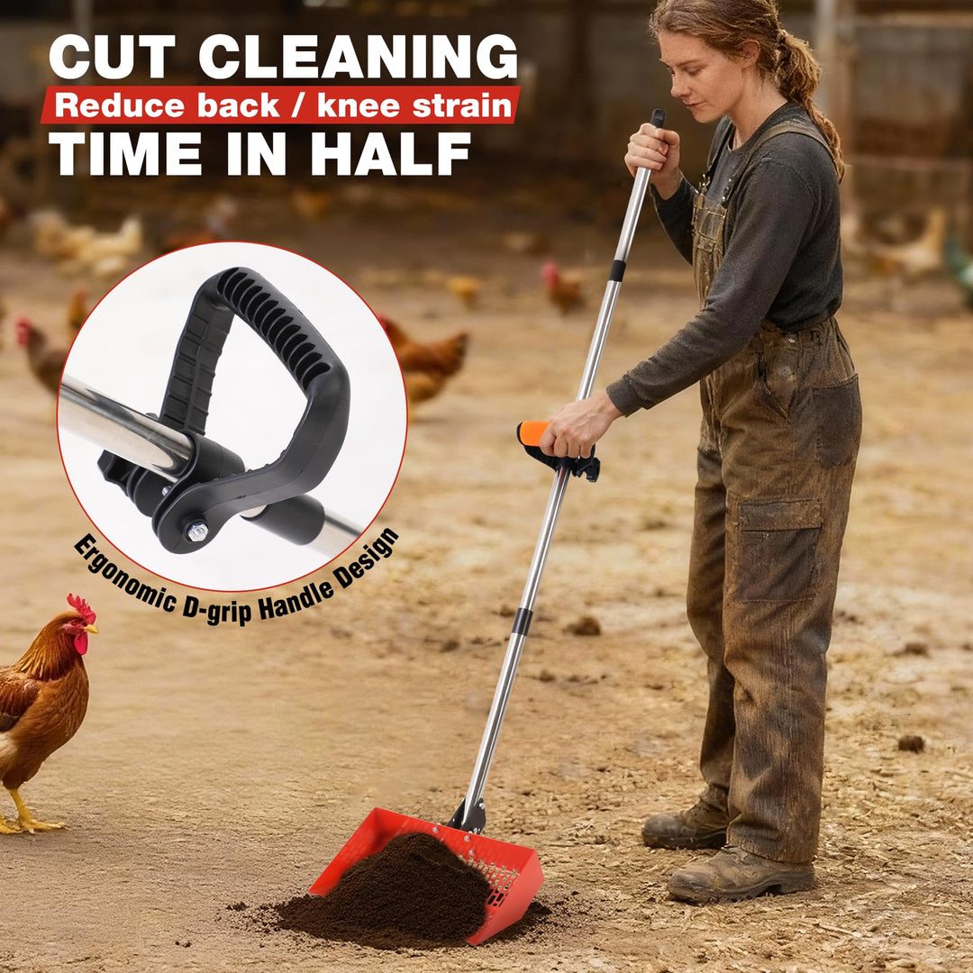 2-in-1 Adjustable Chicken Poop Scooper and Rake