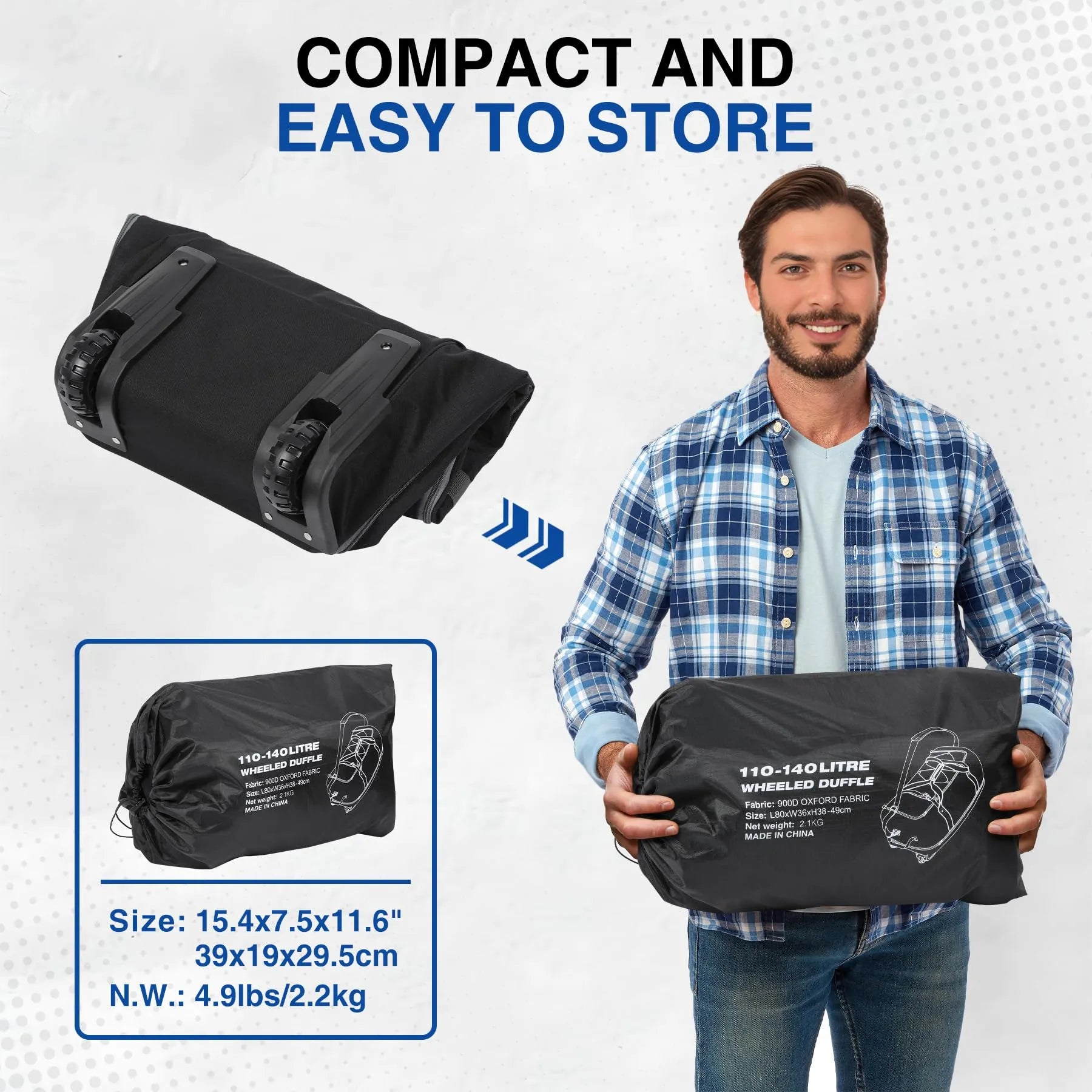 Sac de voyage pliable à roulettes 85/120 L 