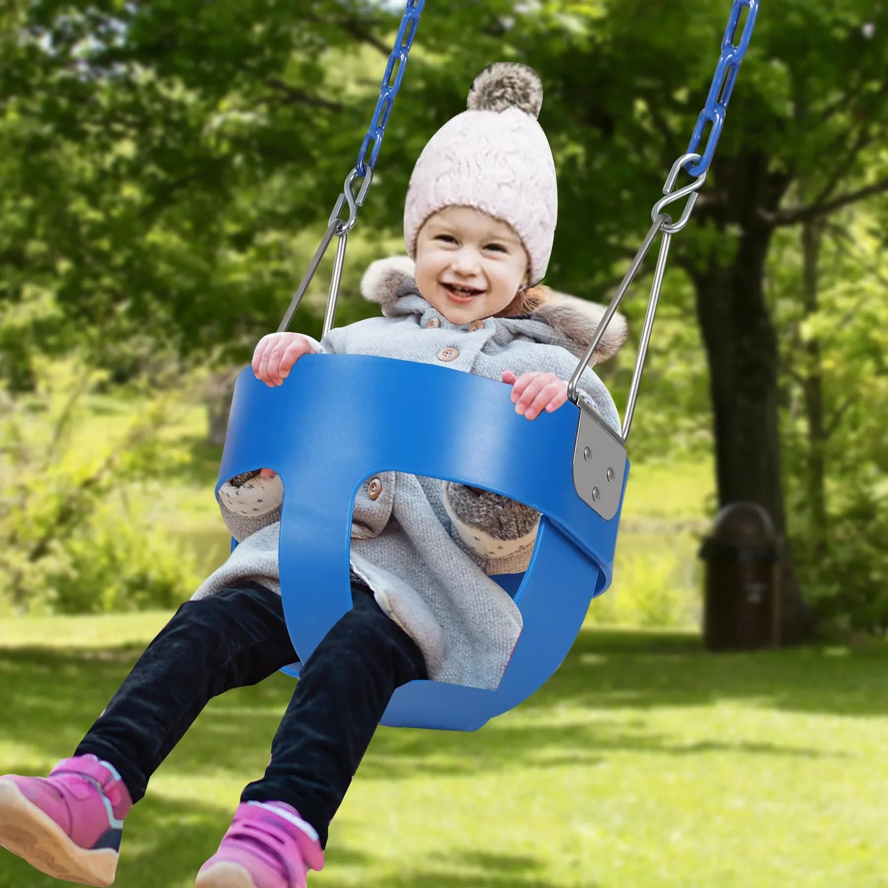 Siège de balançoire baquet à dossier haut pour tout-petit avec chaînes revêtues