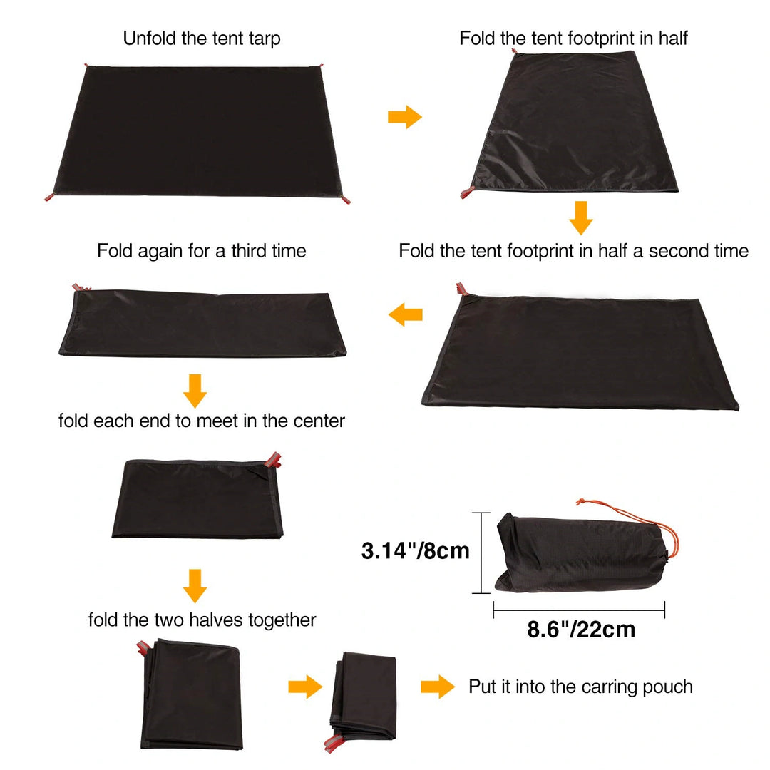 Ultralight Tent Footprint for 1-2 Person Tent, Multifunctional Waterproof Camping Tarp for Outdoor Hiking, Lightweight and Compact, 87"x55"