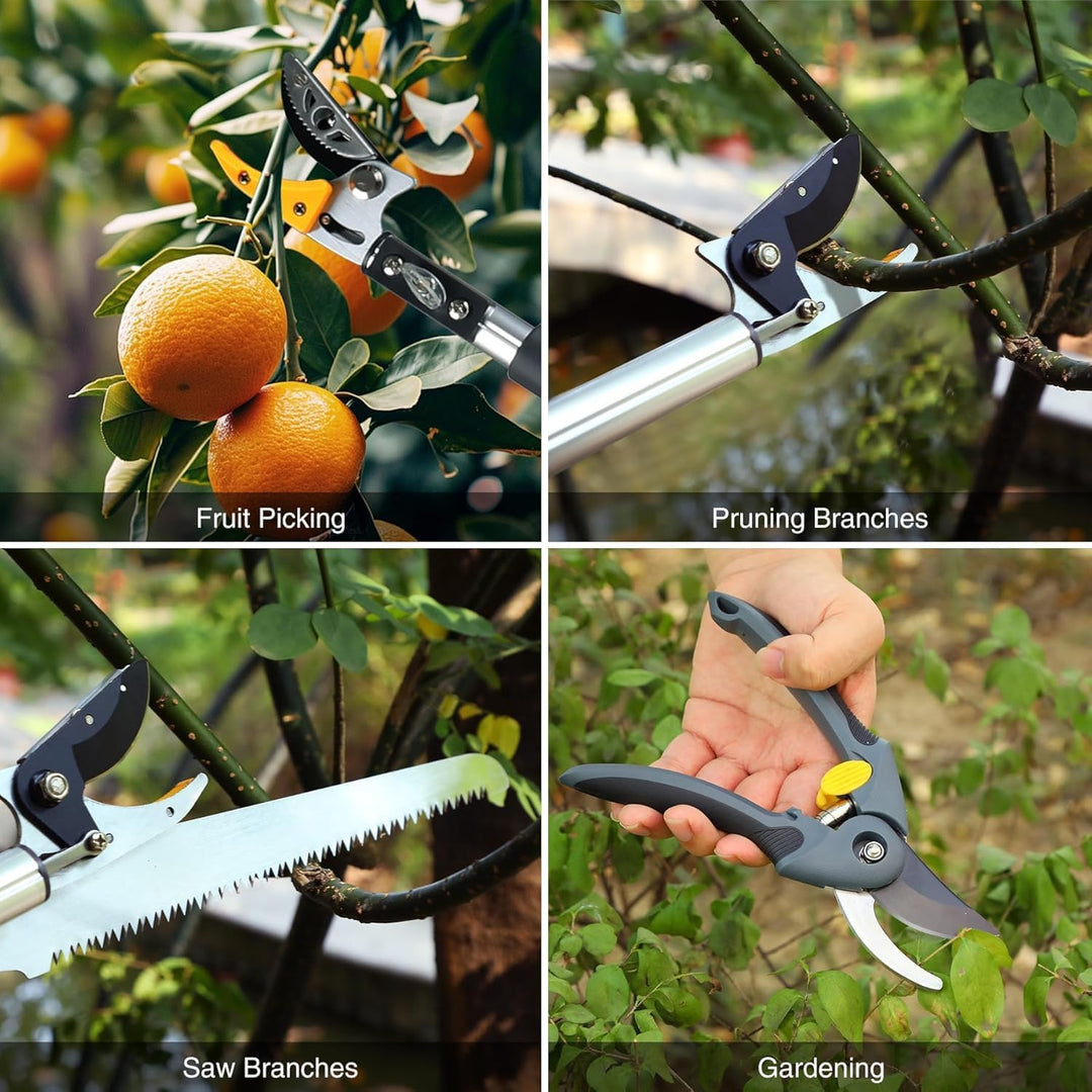 4.6-10ft Telescopic Tree Pruner with Cut & Hold Bypass Clippers