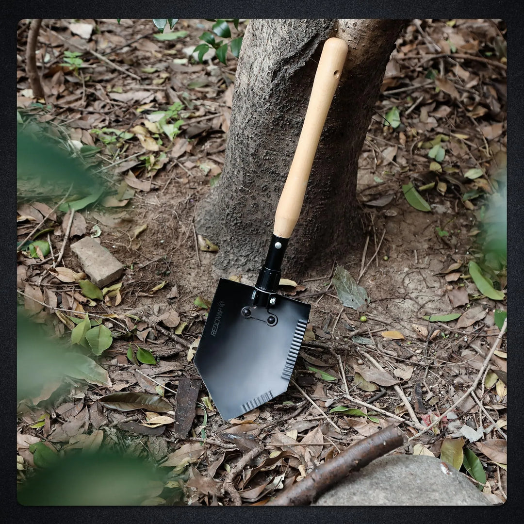 23" Forces Spetsnaz Shovel, Tactical Entrenching Tool Hardwood Handle Shovel, Military Folding Camping Shovel for Camping Hiking Gardening Beach, Black
