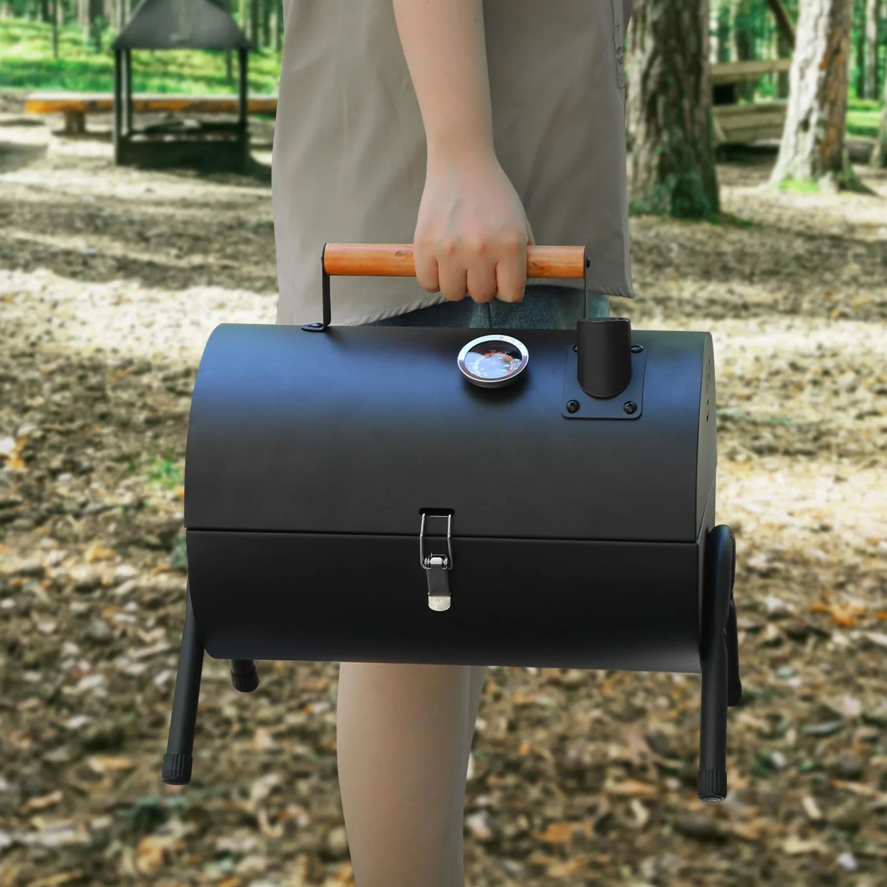 Portable Charcoal Grill with Thermometer
