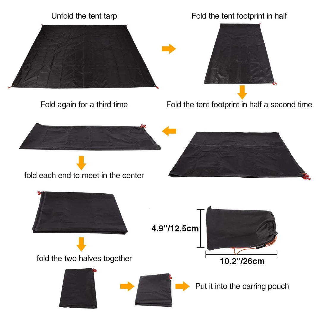 Ultralight Tent Footprint for 1-2 Person Tent, Multifunctional Waterproof Camping Tarp for Outdoor Hiking, Lightweight and Compact, 87"x55"