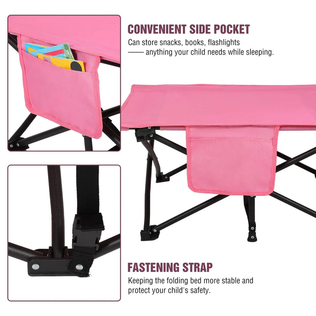 Kids Foldable Camping Cot with Mattress Pad