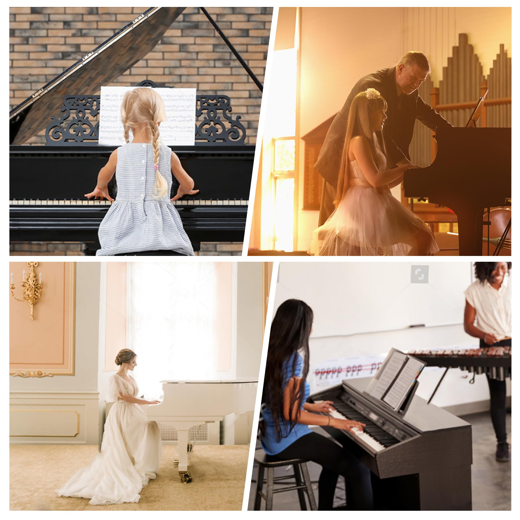 Adjustable Double Piano Bench with Storage