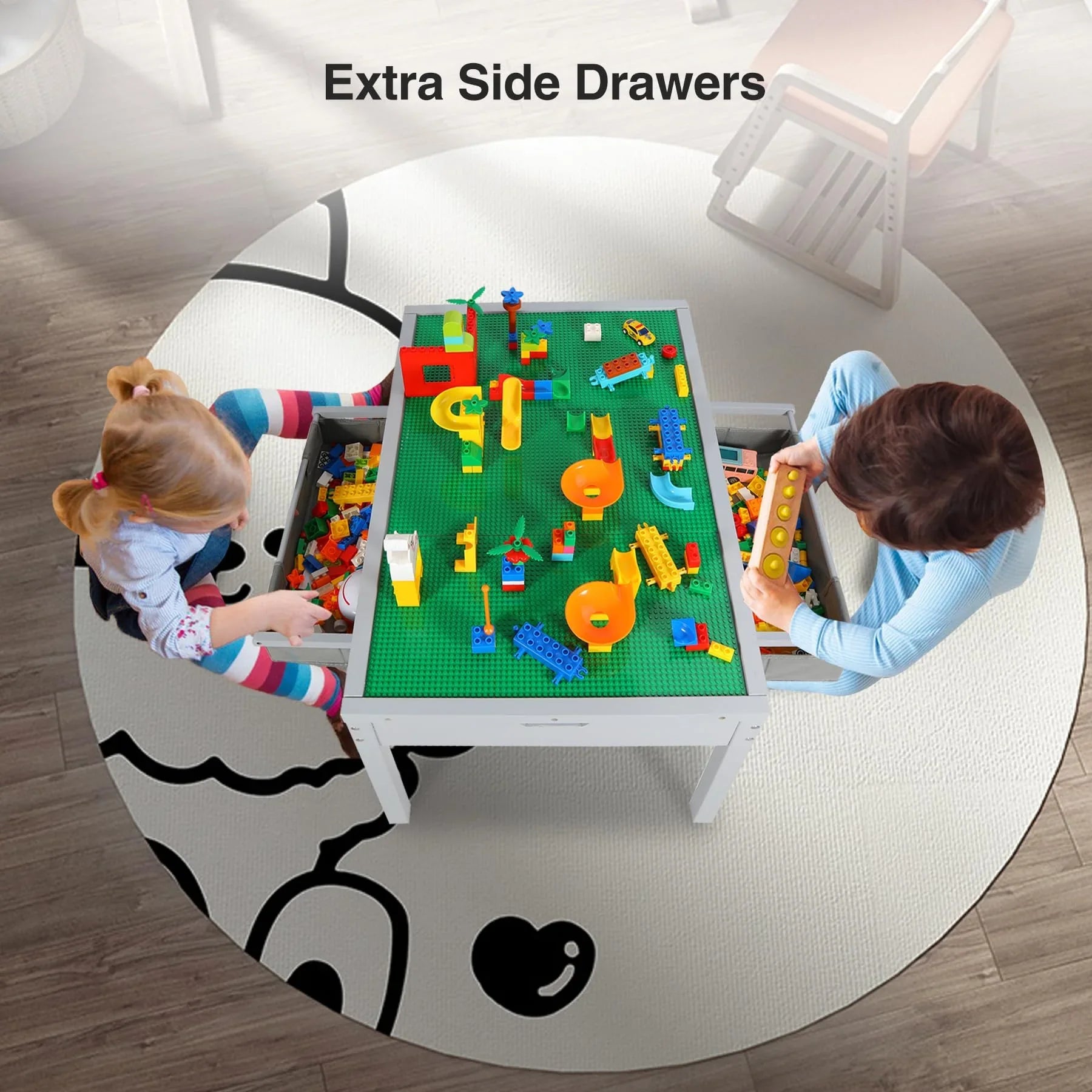 Table d'activités 2 en 1 pour enfants avec tiroirs de rangement
