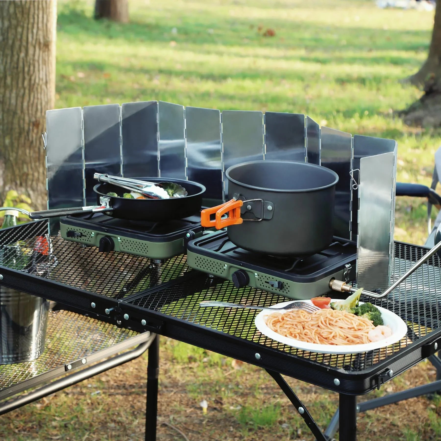 2 Burner Camping Stove with Windscreen