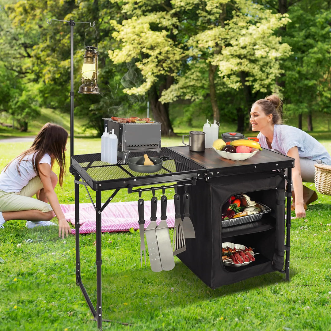 Portable Camping Kitchen Table with Storage Organizer for Outdoor - Redcamp