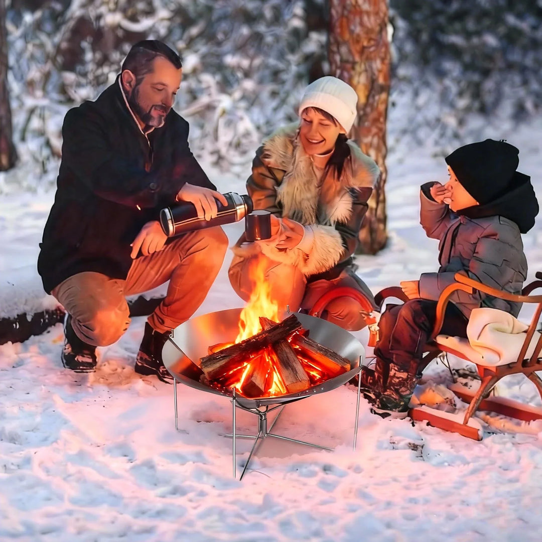 Portable Collapsible Fire Pit - 20 inch Foldable Wood Burning Fire Pit with Storage Bag for Outside Backyard Patio Outdoor Camping Backpacking Beach