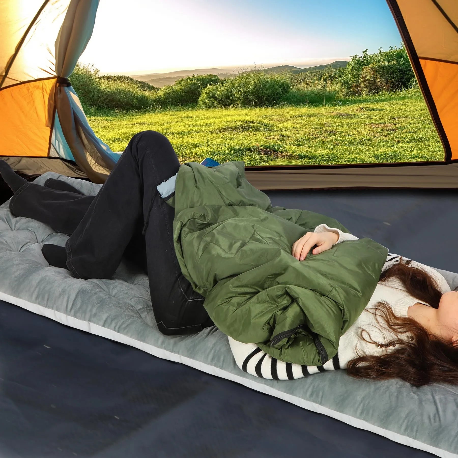 Folding Cot Pads for Sleeping Extra Thick, Soft Comfortable Velvet & Corduroy Cotton Camping Cot Mattress Pad for Backpacking Hiking, Black Blue Brown Grey 75x30 inches