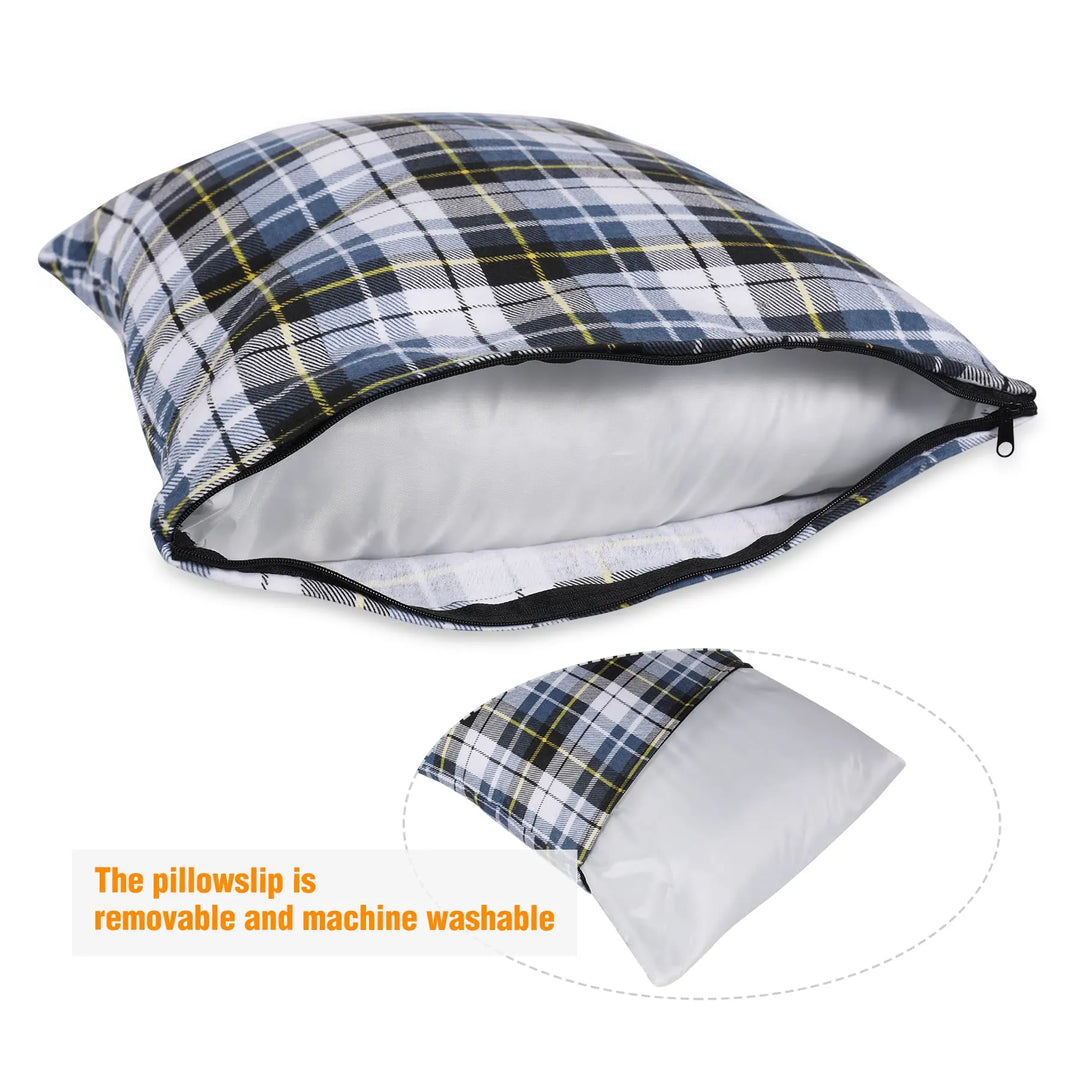 Small Camping Pillow Lightweight and Compressible, Flannel Travel Pillow with Removable Pillow Cover