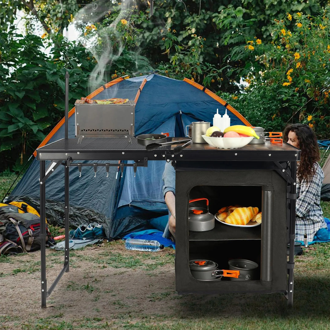 Portable Camping Kitchen Table with Storage Organizer for Outdoor - Redcamp