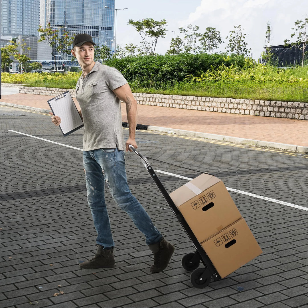 Folding Aluminum Hand Truck, 180 lbs Load Capacity, Aluminum Alloy Plate Luggage Cart Foldable Height Adjustable Hand Cart with 2 Wheels, Ultra Lightweight Super Strong for Moving Warehouse