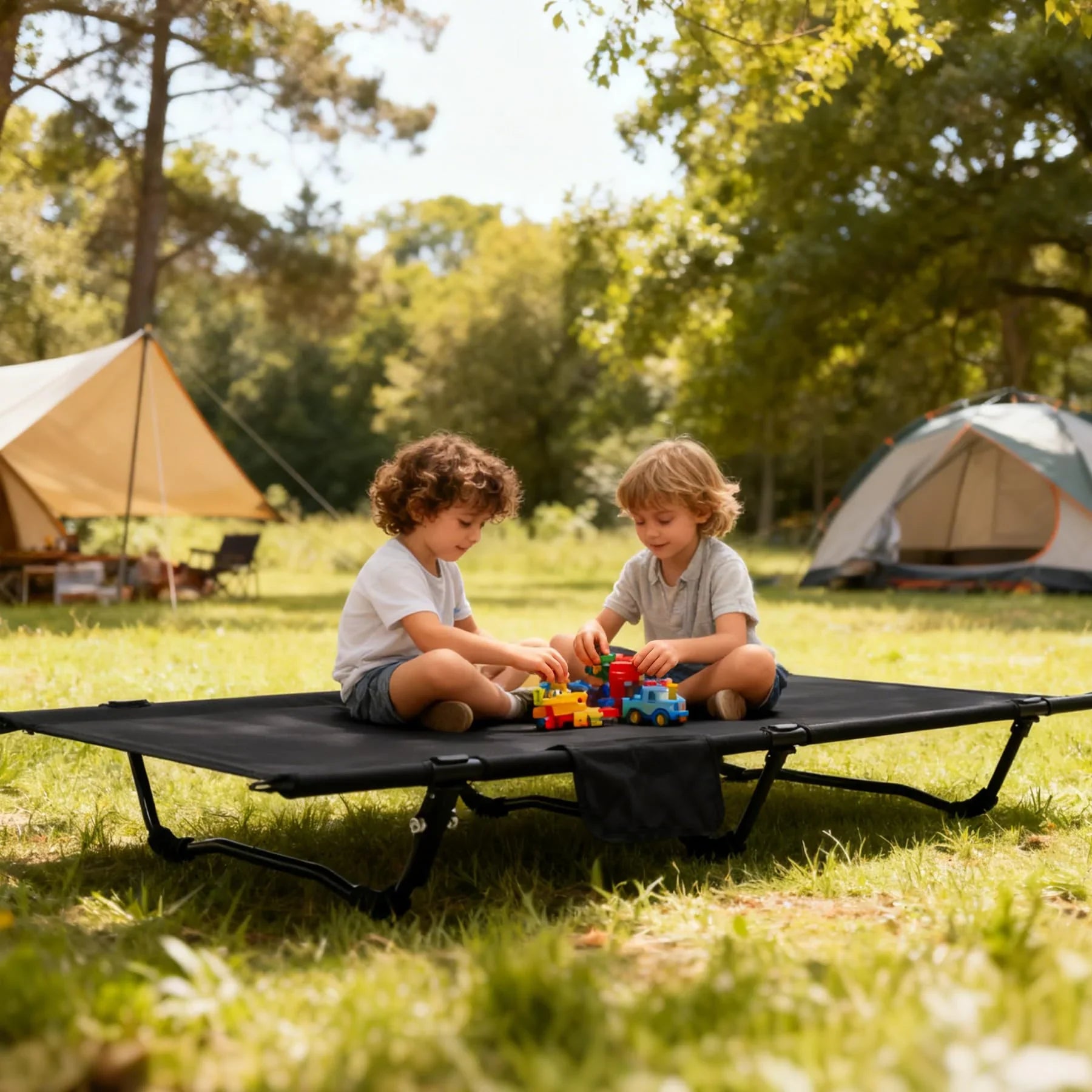 Ultralight Kids Cot,Portable Compact Camping Cot with Storage Bag for Adults, Portable Tent Cot with Side Pockets for Outdoor Travel Hiking Backpacking