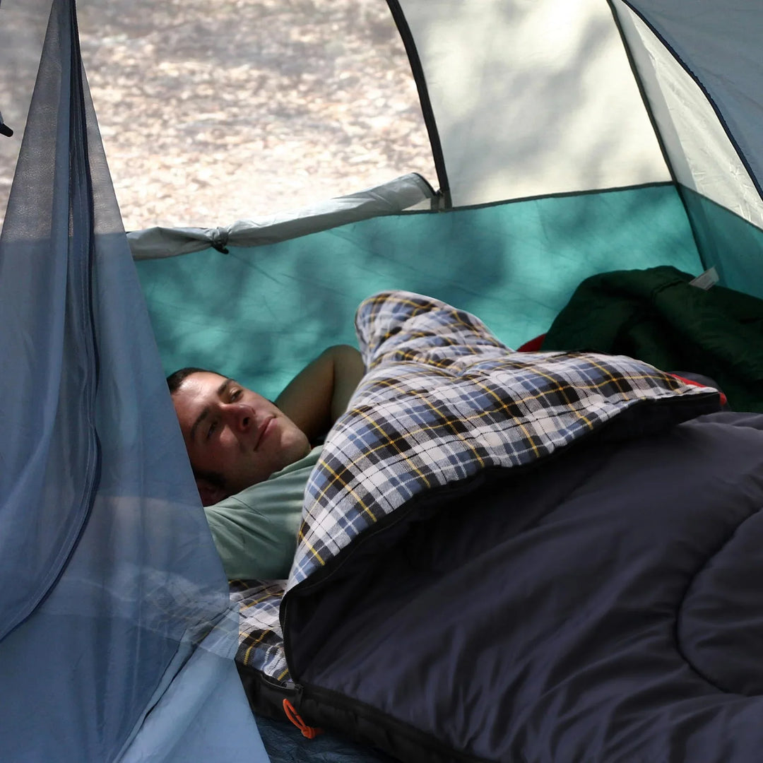 Extra-Wide Cotton Flannel Sleeping Bag for Adult Camping