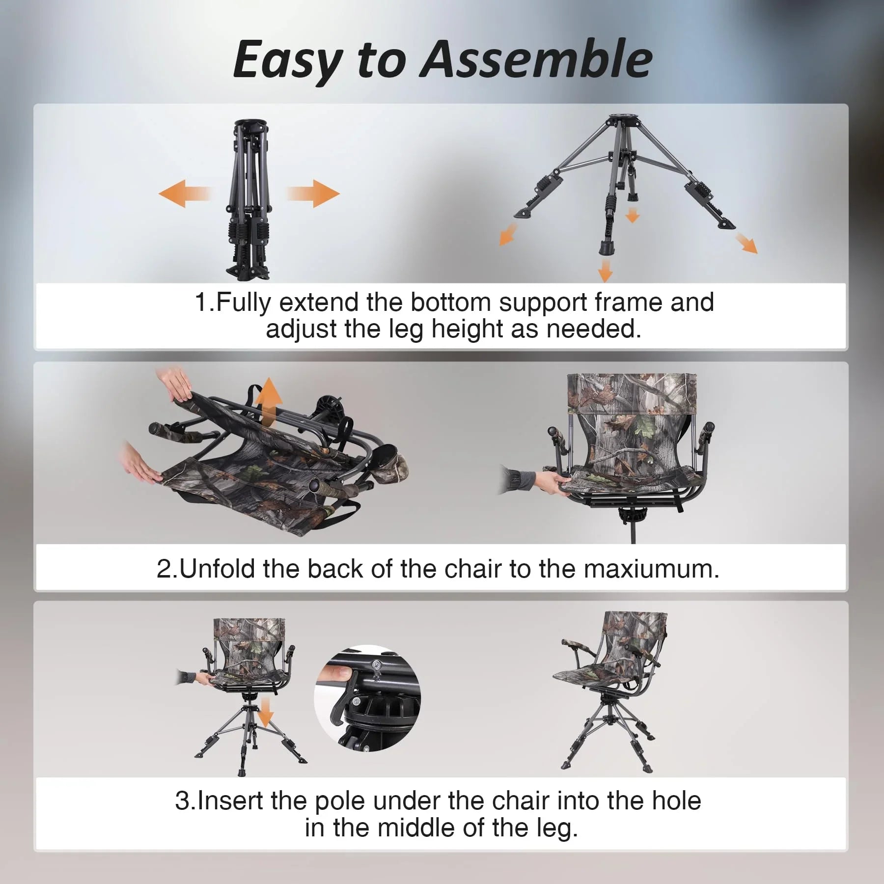 360° Swivel Hunting Chair with Adjustable Feet