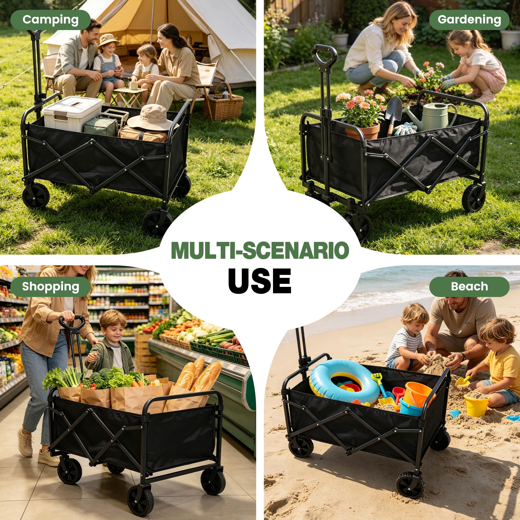 Heavy-Duty Collapsible Wagon with Wheels