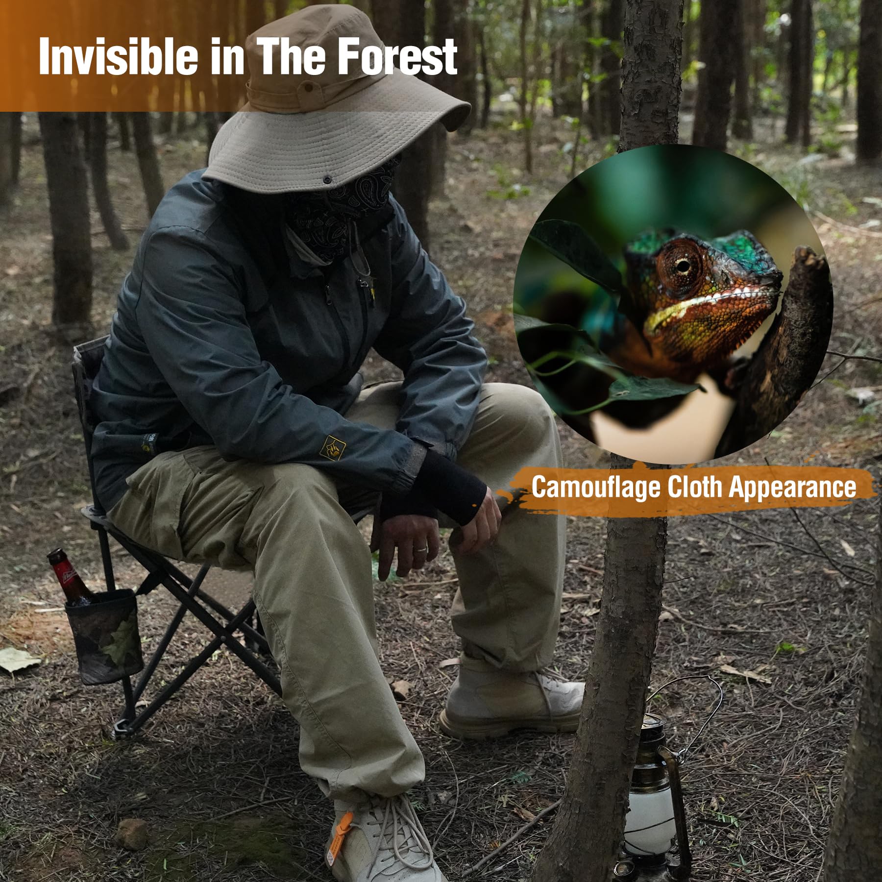 2-Pack Folding Tripod Hunting Chairs with Backrests