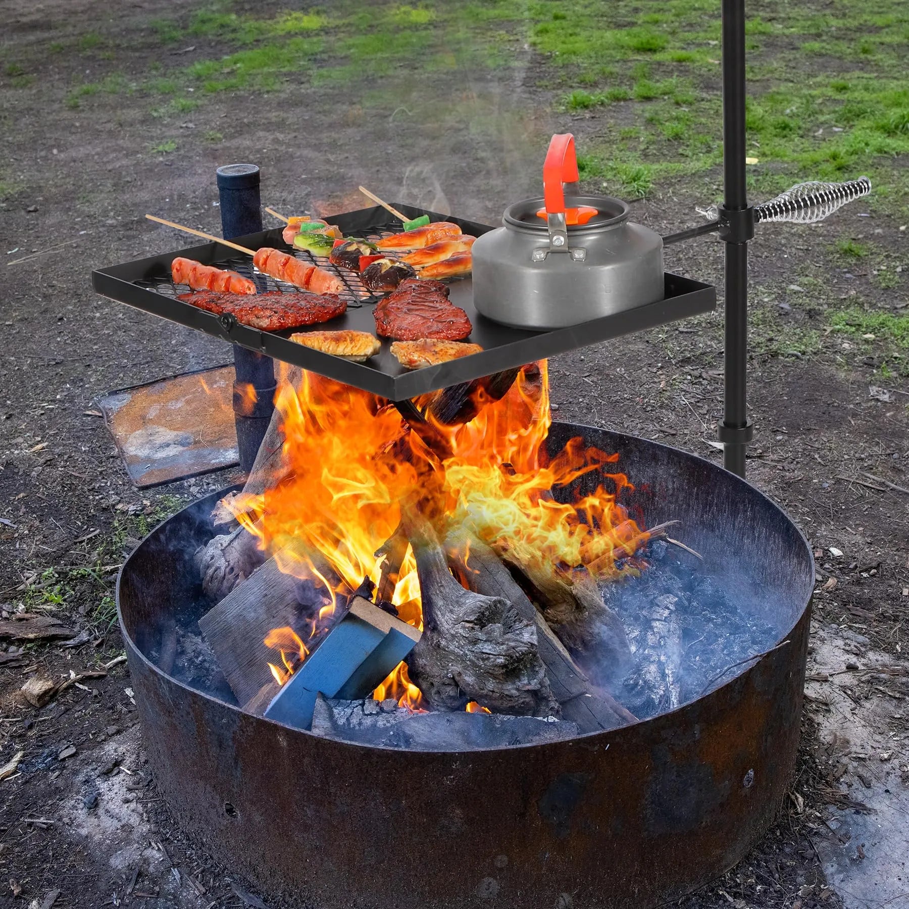 Folding Swivel Campfire Grill for Open Flame Cooking