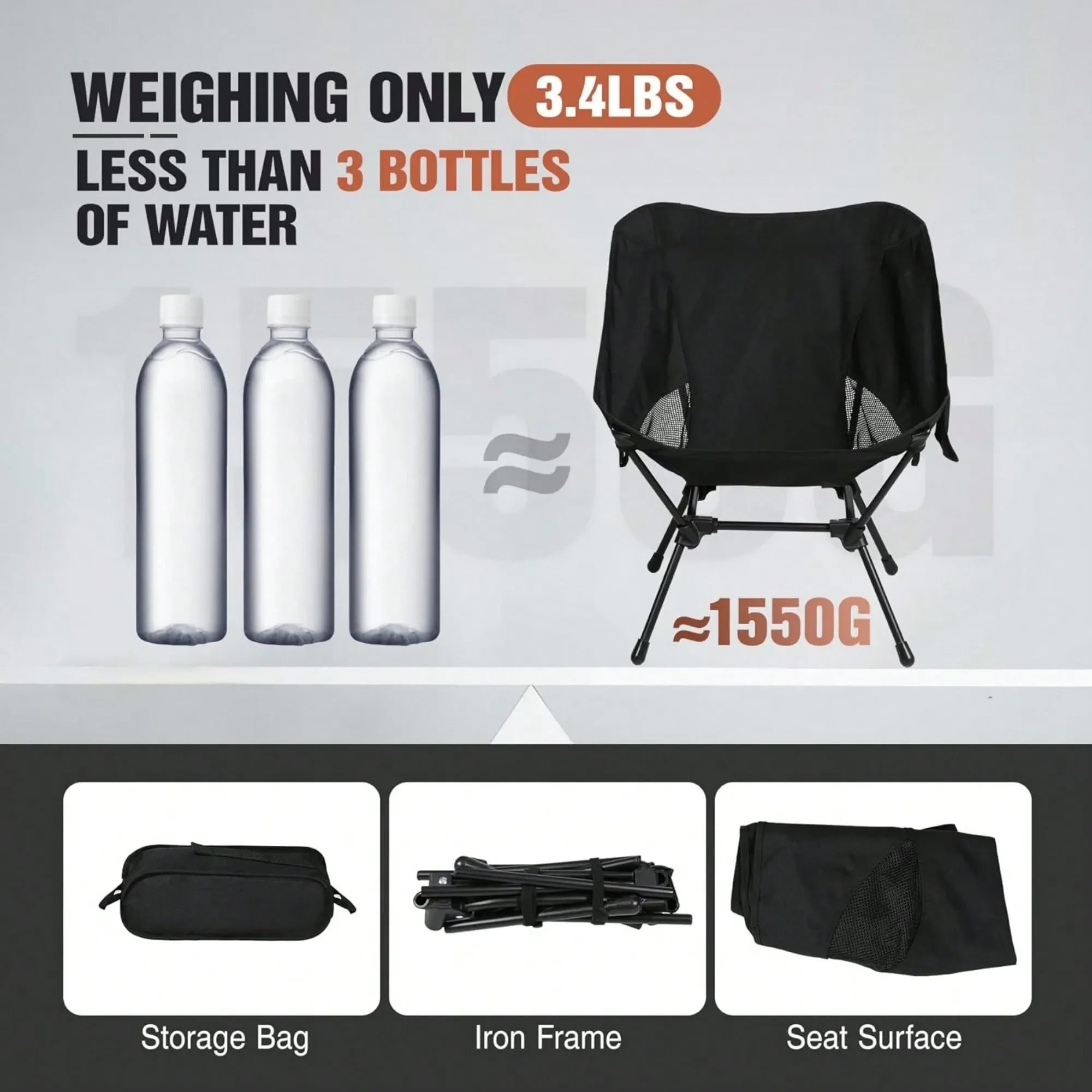 Ultralight Folding Camping Chair with Mesh Back