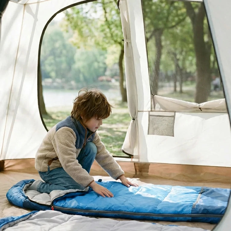 Sac de couchage momie pour enfants pour le camping, rose bleue 
