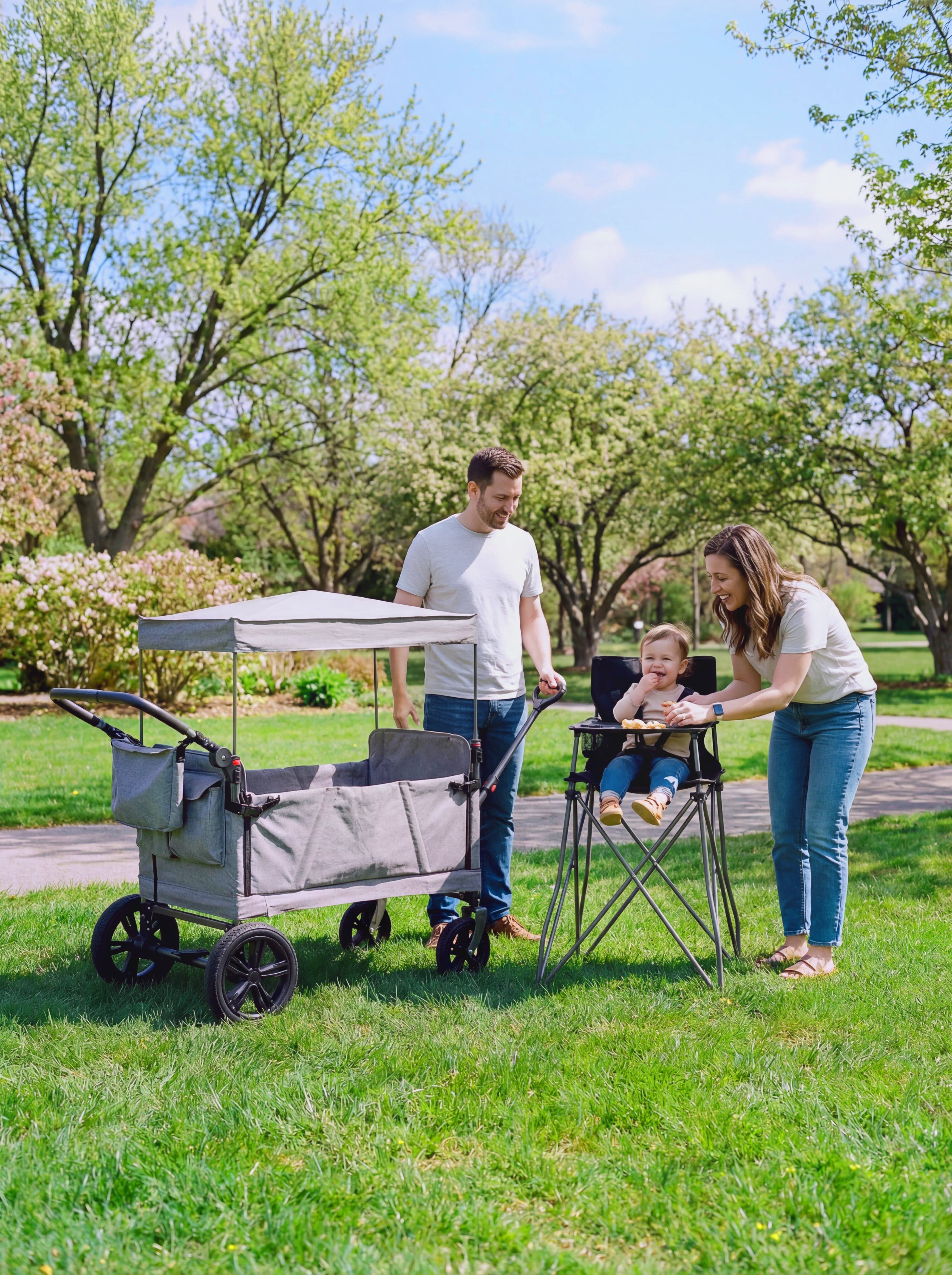Portable High Chair for Babies and Toddlers, Camping High Chair with Tray, Space Saver for Travel, Camping, Picnic, Indoor Use