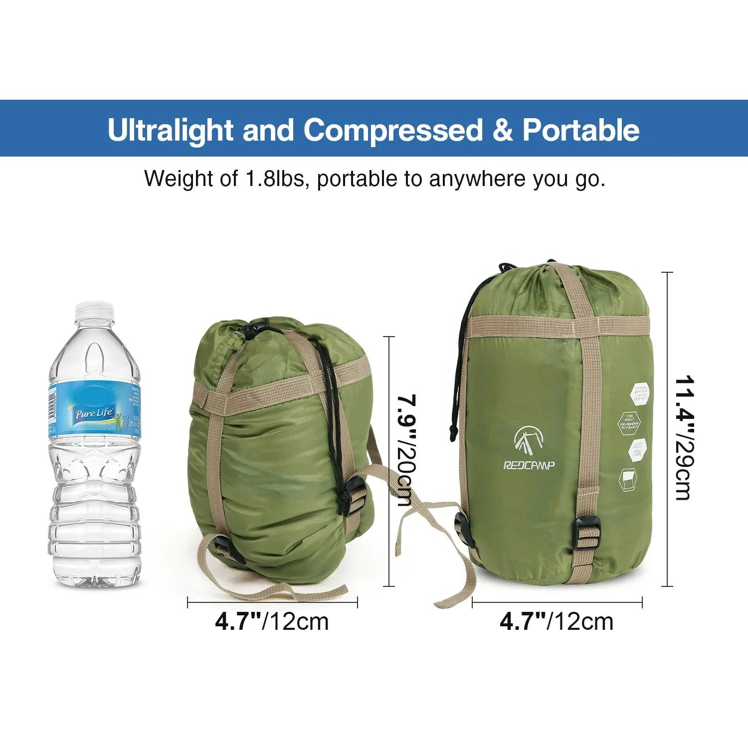 Ultralight Camping Sleeping Bag for Warm Weather,Green Blue Black Navy Blue - Redcamp