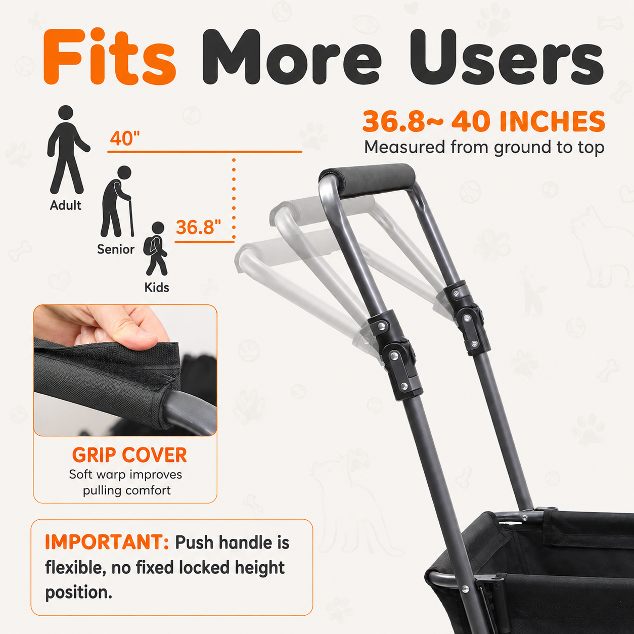 Folding Dog Wagon for Large Dogs with Extendable Rear/ Canopy