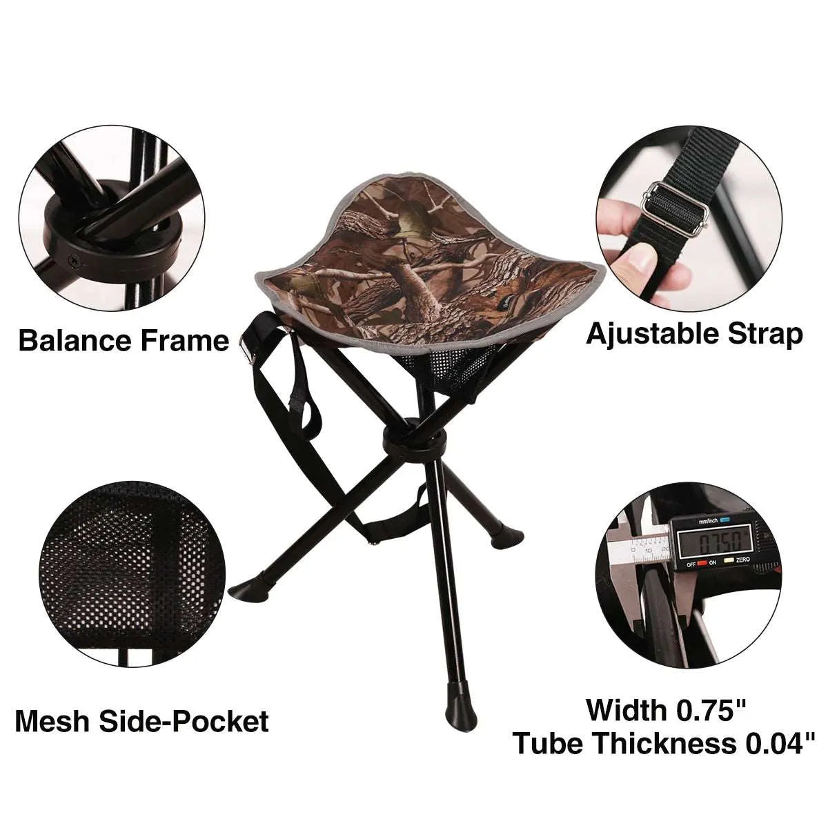 Lightweight 3 Legged Tripod Camp Stool - Redcamp