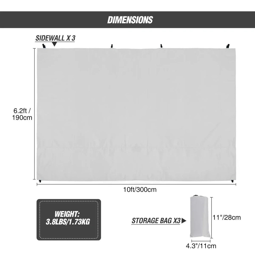 10x6.2ft Instant Canopy Sidewall for 10x10ft Pop Up Canopy - Redcamp