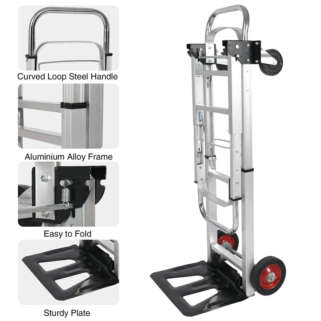 REDCAMP Folding Aluminum 2 in 1 Convertible Hand Truck Dolly - Redcamp