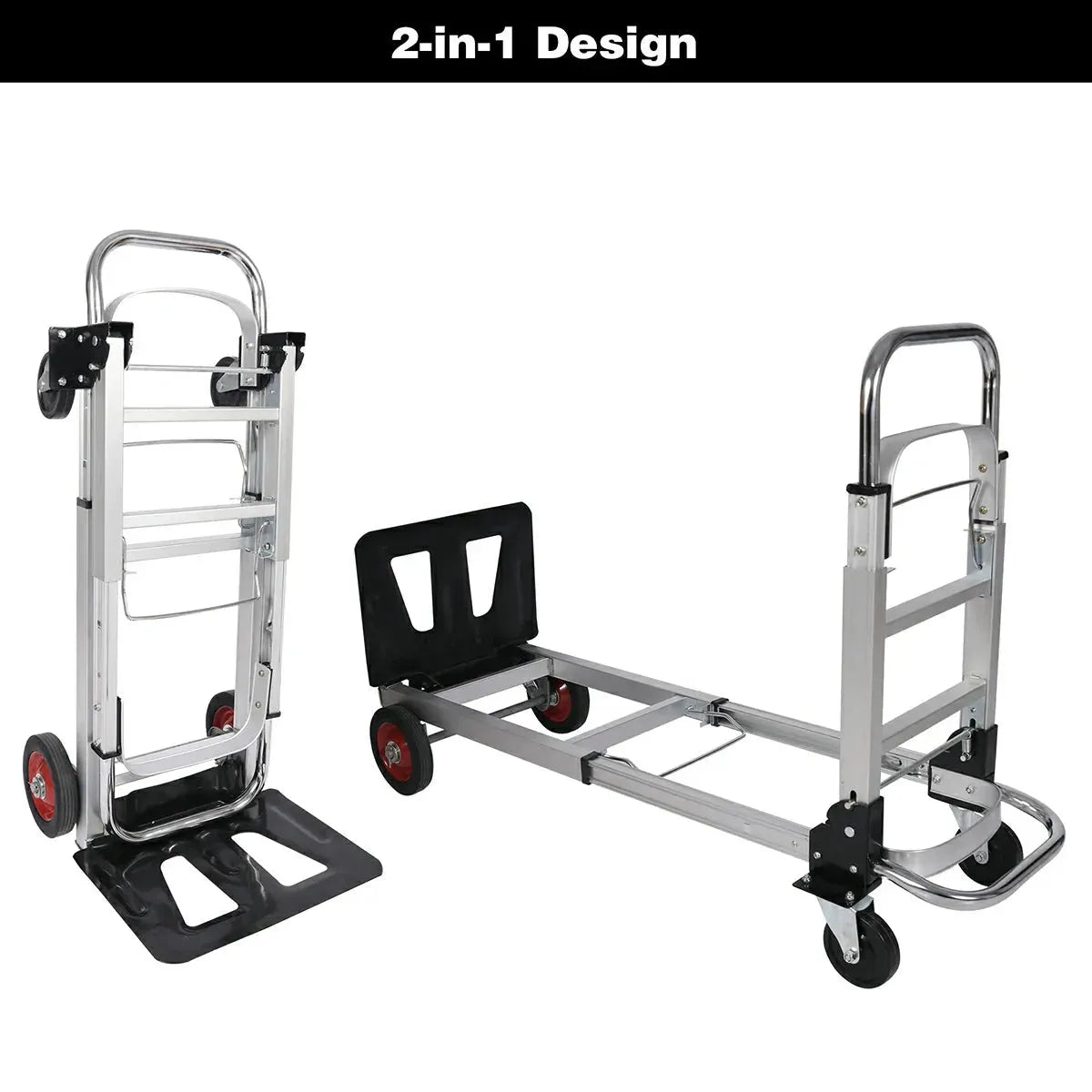 REDCAMP Folding Aluminum 2 in 1 Convertible Hand Truck Dolly - Redcamp