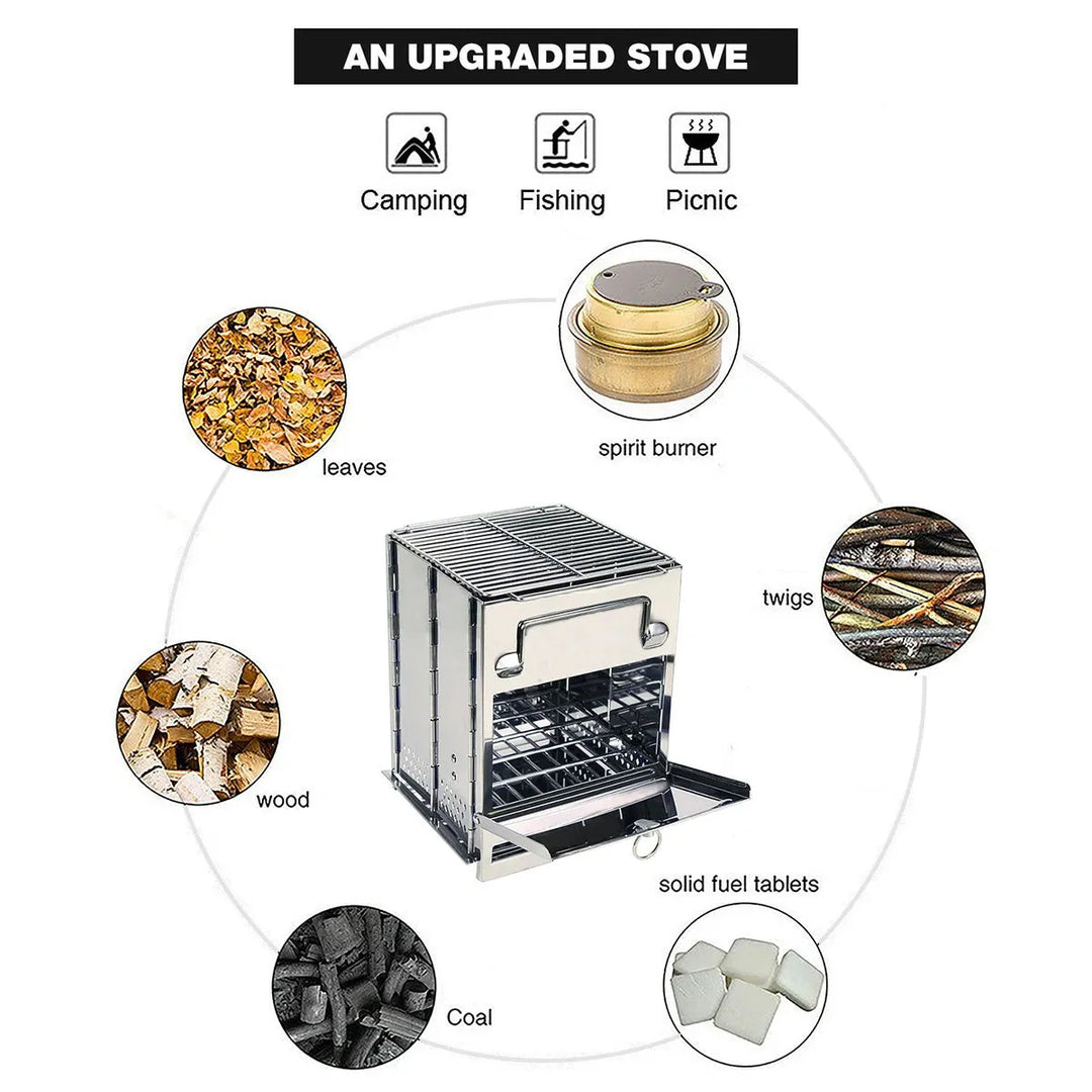 Wood Burning Camping Stove Folding with Pot Stand - Redcamp