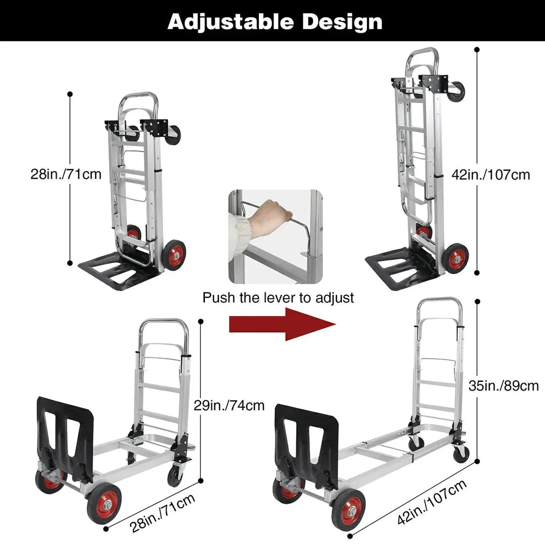 REDCAMP Folding Aluminum 2 in 1 Convertible Hand Truck Dolly - Redcamp