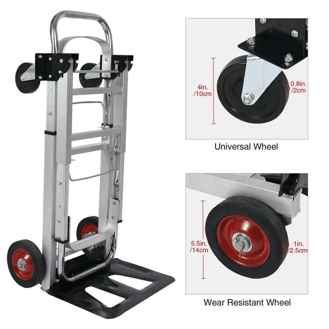 REDCAMP Folding Aluminum 2 in 1 Convertible Hand Truck Dolly - Redcamp