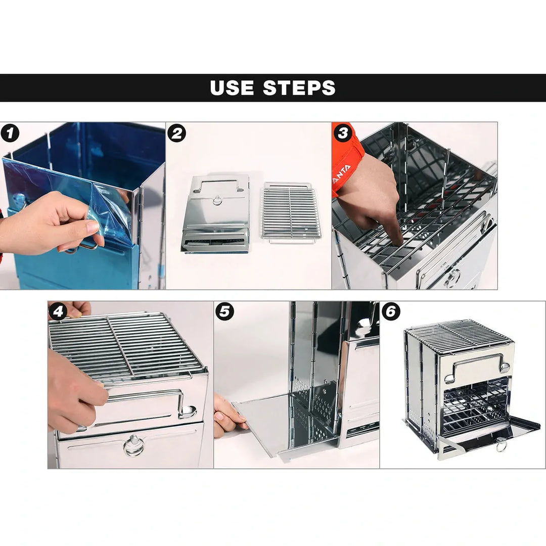 Wood Burning Camping Stove Folding with Pot Stand - Redcamp