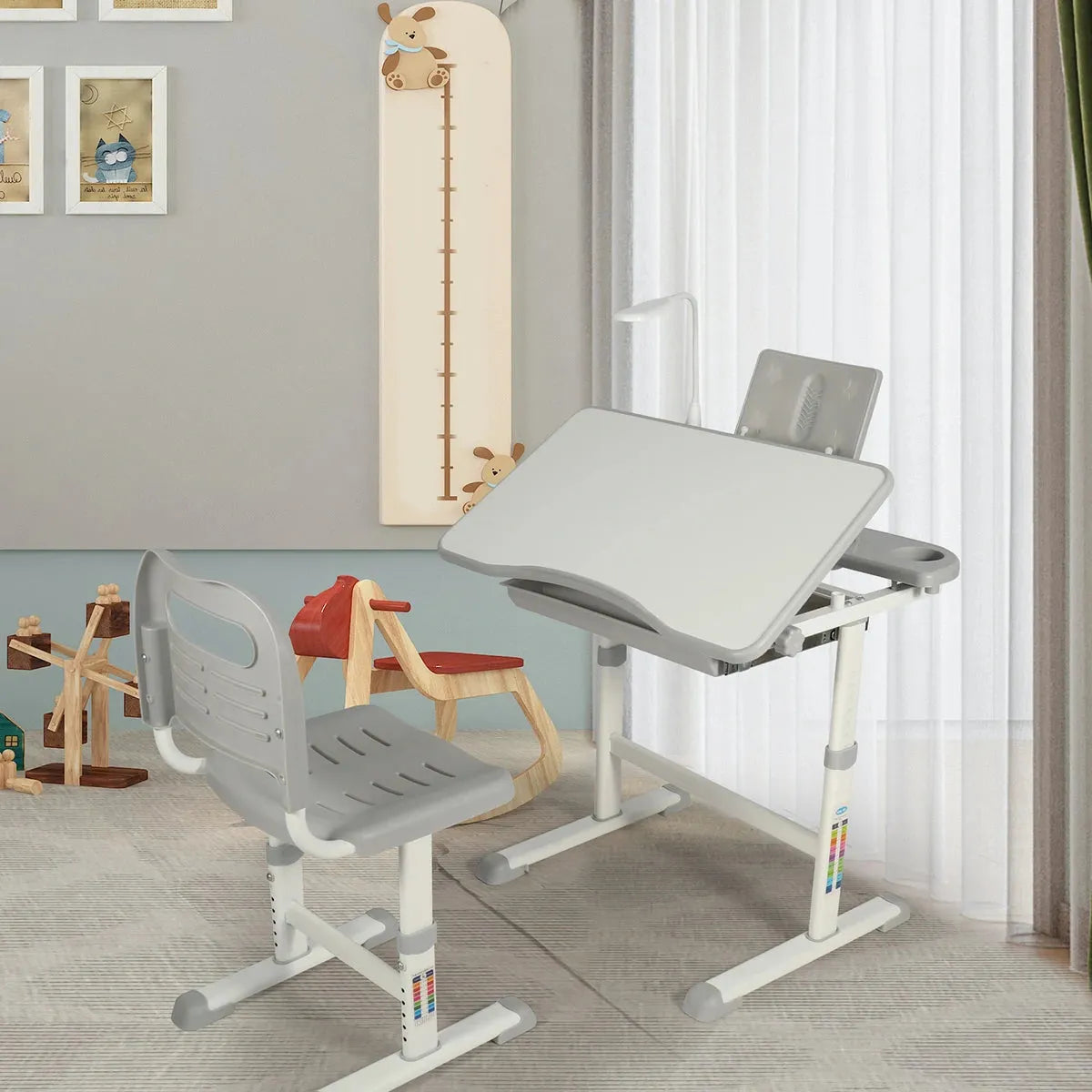 REDCAMP Adjustable Student Desk and Chair Set with Drawing Tilt Desktop - Redcamp