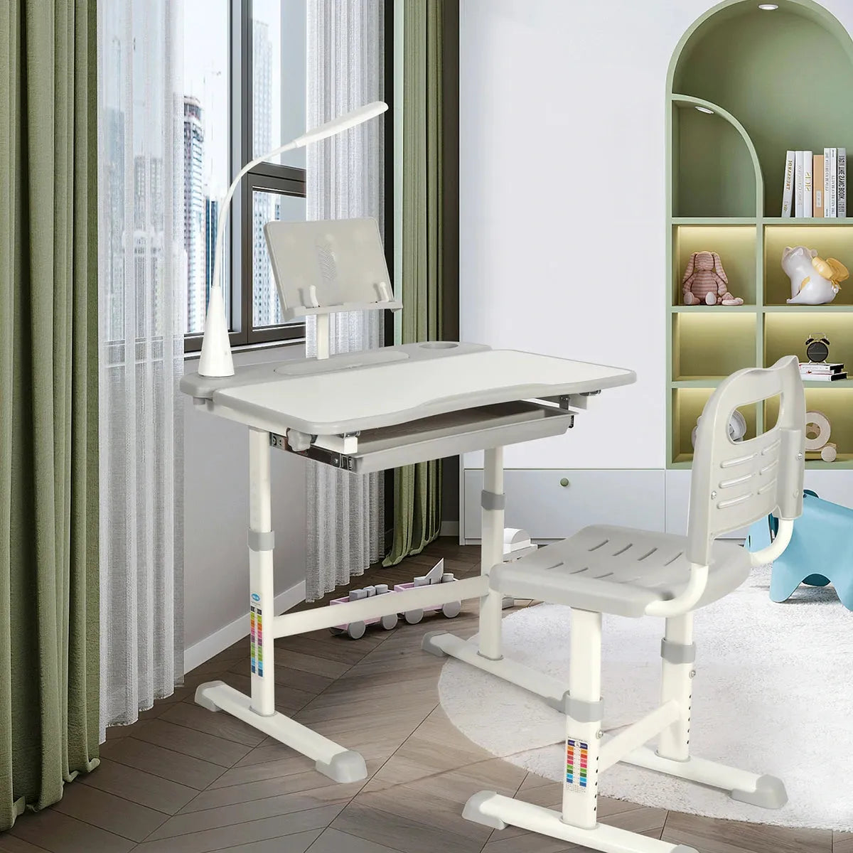 REDCAMP Adjustable Student Desk and Chair Set with Drawing Tilt Desktop - Redcamp