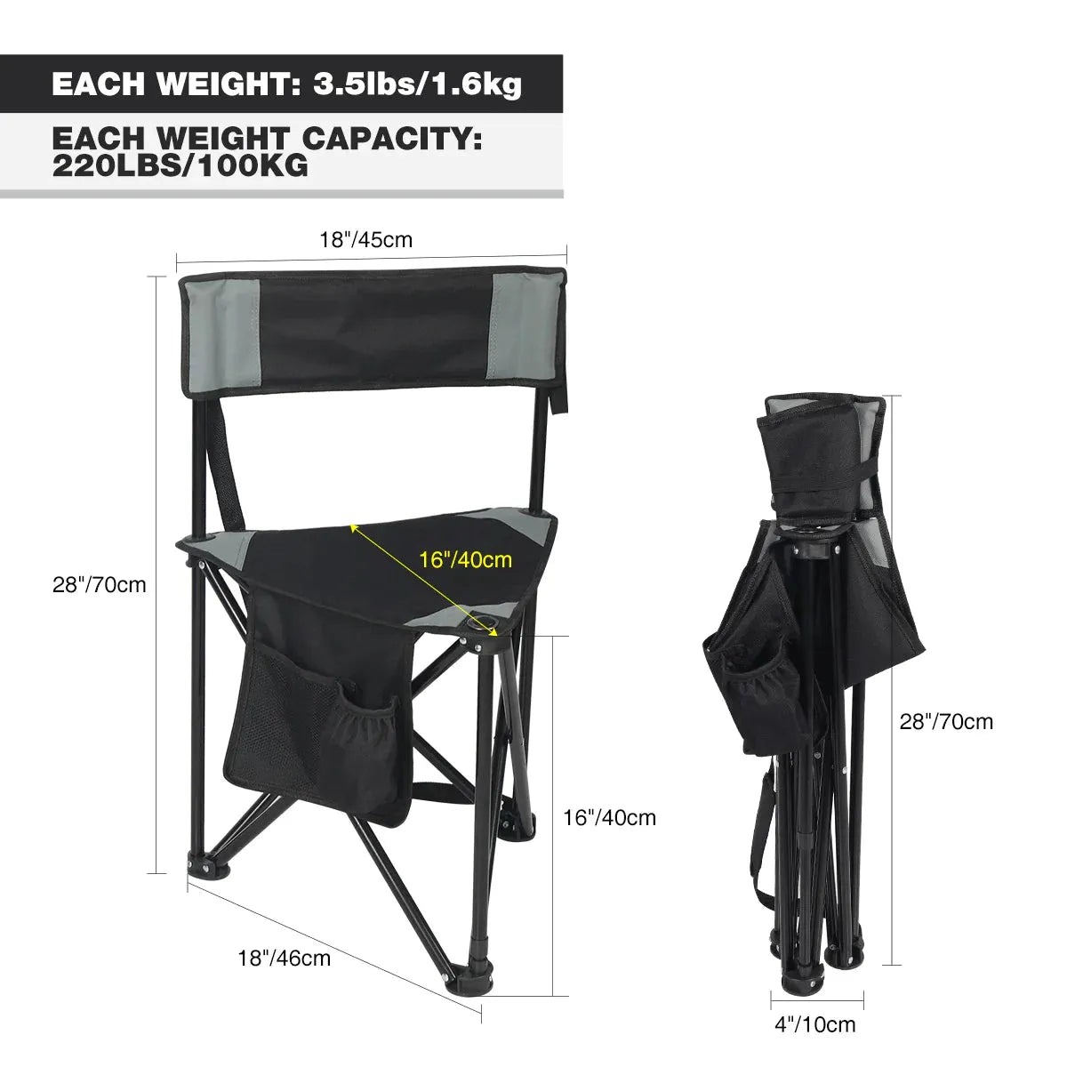 Tripod Camping Chair 2-Pack - Redcamp